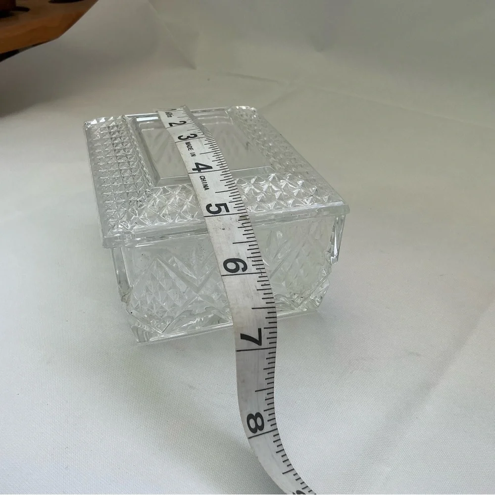 Vtg Idaho Grown Famous Potatoes Etched Crystal Lidded Trinket Box Advertising - Picture 6 of 11